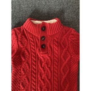 Gap Kids 3T Unisex Red Cableknit Fisherman Pullover Sweater 100% Cotton